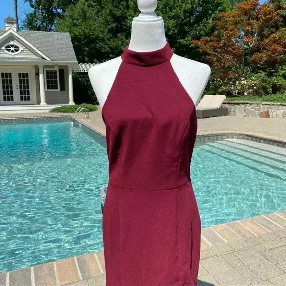 NWT Anthropologie BHLDN Montreal Formal Halter Maxi Dress Red - Picture 4 of 10